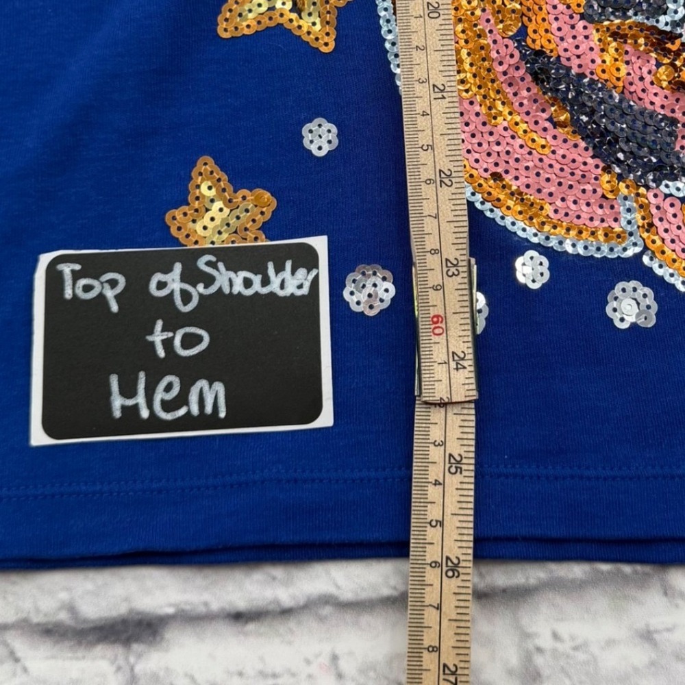 Quacker Factory Women's XL Halloween Sequin Pumpkin Blue Long Sleeve Shirt - Picture 6 of 7